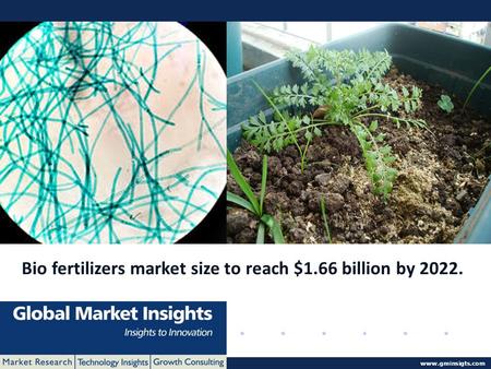 © 2016 Global Market Insights. All Rights Reserved www.gminsigts.com Bio fertilizers market size to reach $1.66 billion by 2022.