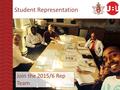 Student Representation Join the 2015/6 Rep Team. What is Student Representation? A democratic system in which: Your voice, your views, your concerns are.