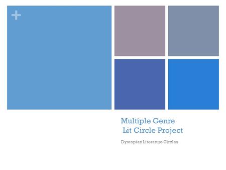 + Multiple Genre Lit Circle Project Dystopian Literature Circles.