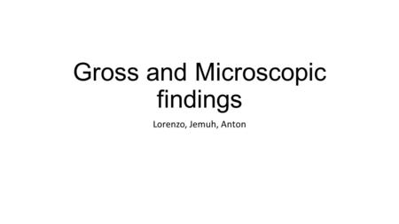 Gross and Microscopic findings Lorenzo, Jemuh, Anton.