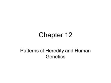 Chapter 12 Patterns of Heredity and Human Genetics.