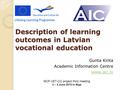 Description of learning outcomes in Latvian vocational education