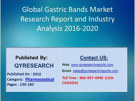 Global Gastric Bands Market Research Report and Industry Analysis 2016-2020.
