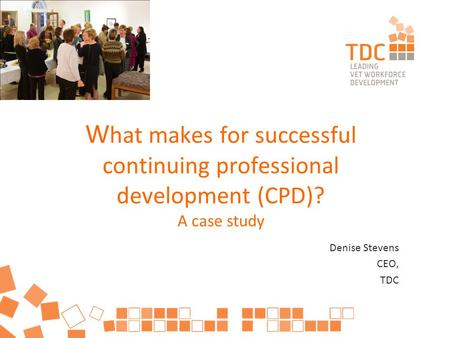 W hat makes for successful continuing professional development (CPD)? A case study Denise Stevens CEO, TDC.