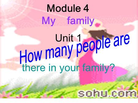 Module 4 My family Unit 1 there in your family? 1.Are there any … in our classroom? 2.Is there a(n) …on my desk? 3.How many students are there in your.