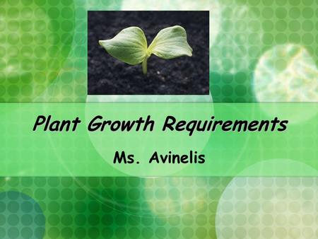 Plant Growth Requirements