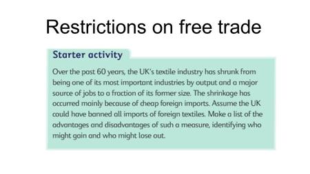 Restrictions on free trade