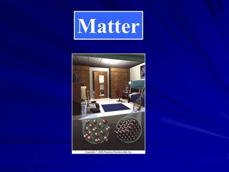 Matter. 2 In Your Room Everything you can see, touch, smell or taste in your room is made of matter. Chemists study the differences in matter and how.