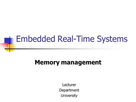 Embedded Real-Time Systems