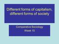 Different forms of capitalism, different forms of society Comparative Sociology Week 15.