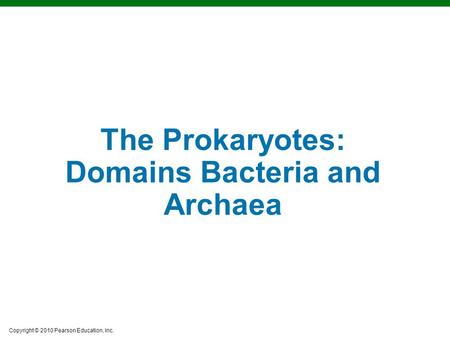 Copyright © 2010 Pearson Education, Inc. The Prokaryotes: Domains Bacteria and Archaea.