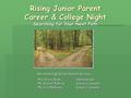 Rising Junior Parent Career & College Night Searching for Your Next Path Sherwood High School Student Services Mrs. Karen Rose AdministratorMrs. Karen.