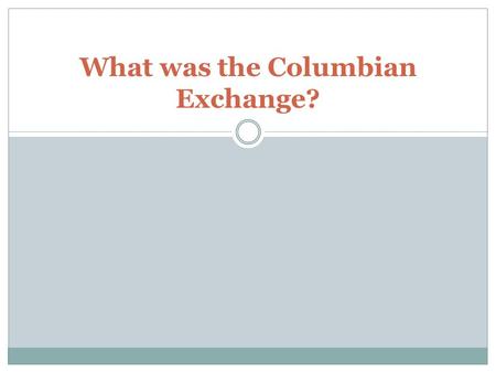 What was the Columbian Exchange?. Columbian Exchange The explorers created contact between Europe & the Americas. Interaction with Native Americans led.