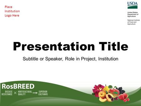 Presentation Title Subtitle or Speaker, Role in Project, Institution Place Institution Logo Here.