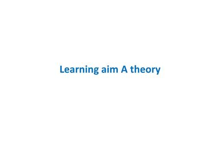 Learning aim A theory.