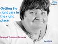 Www.england.nhs.uk Getting the right care in the right place April 2016 Care and Treatment Reviews.