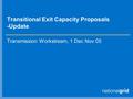 Transitional Exit Capacity Proposals -Update Transmission Workstream, 1 Dec Nov 05.