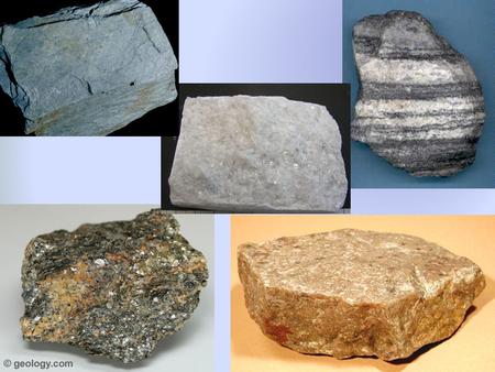 Metamorphic Rock Metamorphism: Changing of one type of rock to another by: Heat Pressure Chemical reactions Metamorphism makes rocks stronger or more.