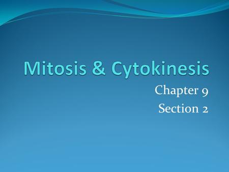 Chapter 9 Section 2. Main Idea Eukaryotic cells reproduce by mitosis, the process of nuclear division, and cytokinesis, the process of cytoplasm division.