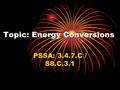 Topic: Energy Conversions PSSA: 3.4.7.C / S8.C.3.1.