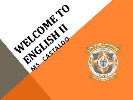 WELCOME TO ENGLISH II MS. CASTALDO. THE TITAN CREED Knowledge Courage Respect Strength.