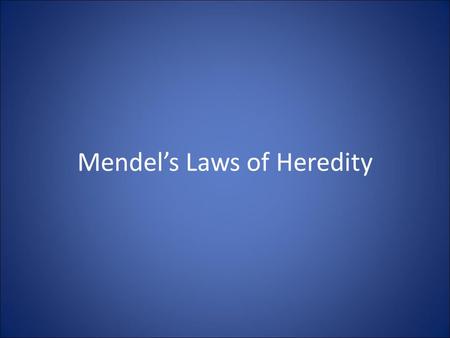 Mendel’s Laws of Heredity. #1 The Rule of Dominance TT T T tt t t Tall plant Short plant All tall plants F1.