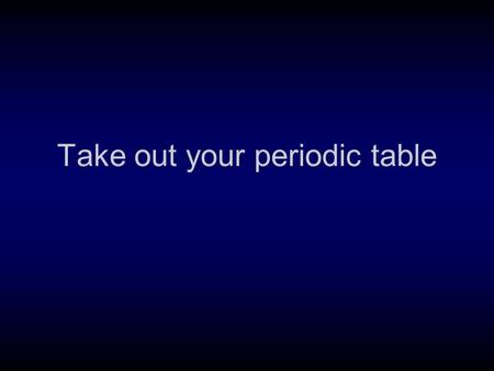 Take out your periodic table. Metals, Nonmetals, Metalloids There is a zig-zag or staircase line that divides the table. Metals are on the left of the.