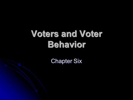 Voters and Voter Behavior Chapter Six. The Right to Vote Section One.