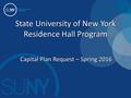 State University of New York Residence Hall Program Capital Plan Request – Spring 2016.