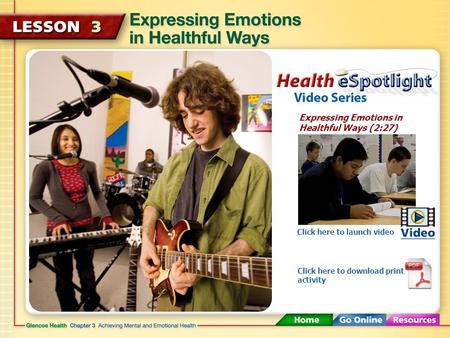 Expressing Emotions in Healthful Ways (2:27) Click here to launch video Click here to download print activity.