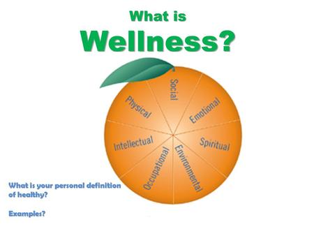 What is Wellness? What is your personal definition of healthy?