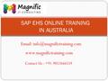 SAP EHS ONLINE TRAINING IN AUSTRALIA    Contact Us : +91-9052666559.