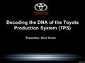 Decoding the DNA of the Toyota Production System (TPS)