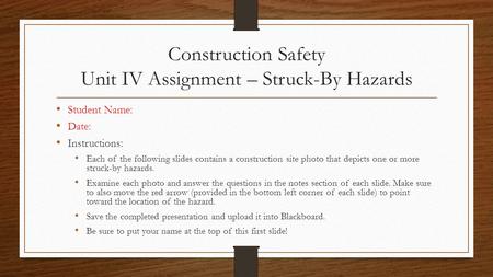 Construction Safety Unit IV Assignment – Struck-By Hazards