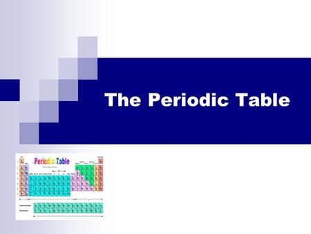 The Periodic Table. A. History of the Periodic Table 1. First developed by Dmitri Mendeleev in 1869. 2. Mendeleev was looking for a way to arrange the.