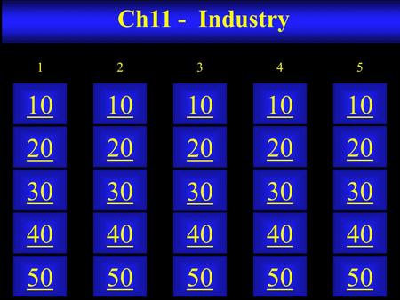 Ch11 - Industry 50 40 10 20 30 50 40 10 20 30 50 40 10 20 30 50 40 10 20 30 50 40 10 20 30 21345.