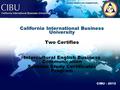 California International Business University Two Certifies Intercultural English Business Communication Summer Study Certificates Program CIBU - 2012 CIBU.