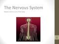 The Nervous System Master control unit of the body 1.