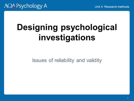 Designing psychological investigations