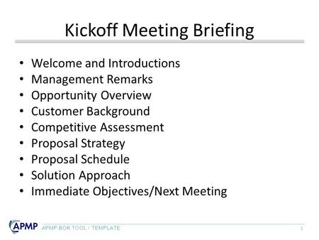 Kickoff Meeting Briefing