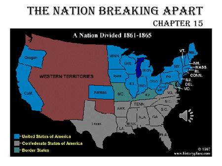 The Nation Breaking Apart Chapter 15 Missouri Compromise Congress argued over admitting Missouri as a slave state or free state Maine also wants statehood.