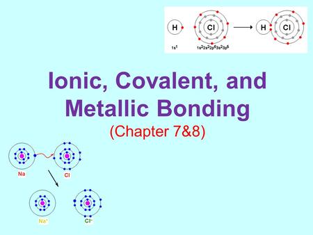 Ionic, Covalent, and Metallic Bonding