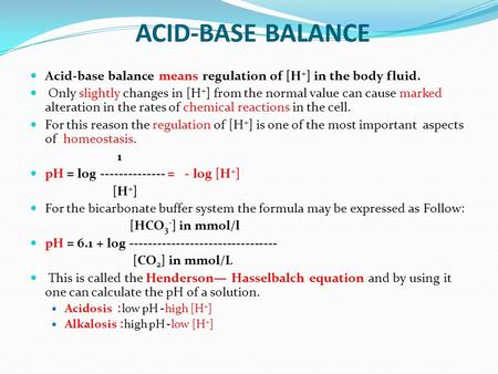 Renal Physiology 9) Acid-Base Balance 1 - ppt download