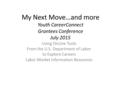 My Next Move…and more Youth CareerConnect Grantees Conference July 2015 Using OnLine Tools From the U.S. Department of Labor to Explore Careers Labor Market.