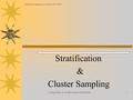 Statistical sampling in Audit for the NSO Comptroller & Auditor General Of India1 Stratification & Cluster Sampling.