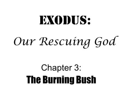 Exodus: Chapter 3: The Burning Bush Our Rescuing God.