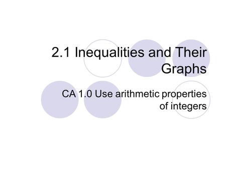 2.1 Inequalities and Their Graphs CA 1.0 Use arithmetic properties of integers.