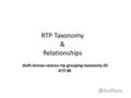 RTP Taxonomy & draft-lennox-raiarea-rtp-grouping-taxonomy-03 IETF 88 1.