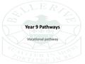 Year 9 Pathways Vocational pathway. What will Y10 and Y11 look like for your daughter? All students study: – English ( and most will also study English.