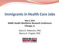 May 5, 2016 AAMC Health Workforce Research Conference Chicago, IL Davis G. Patterson, PhD Bianca K. Frogner, PhD.